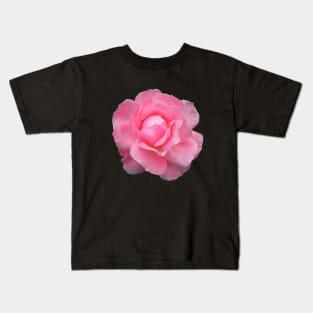 Raindrops Dew on Pink Rose Flower Kids T-Shirt